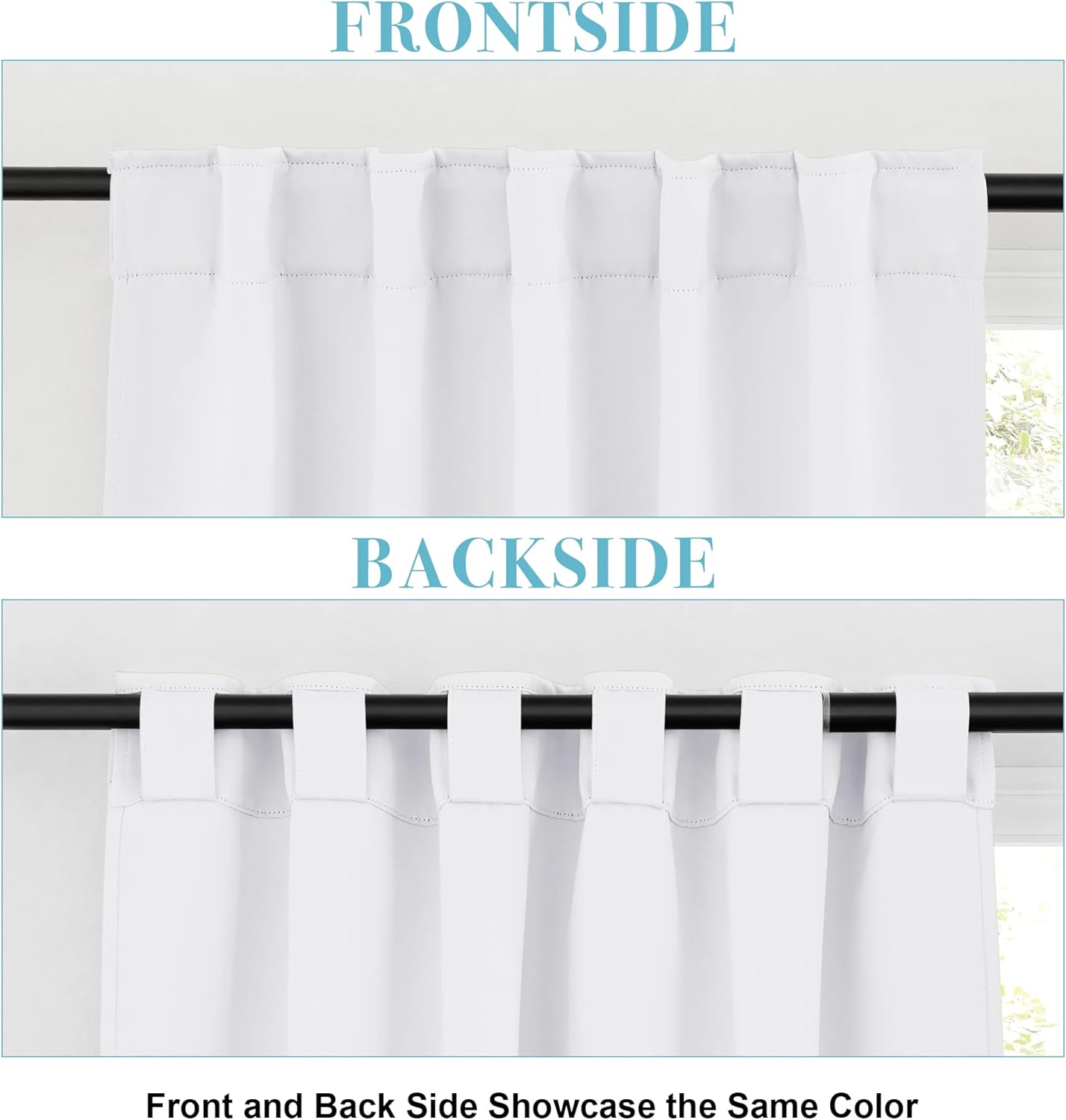 RYB HOME Small Window Curtains - Blackout Insualting Privacy Curtains for Kids Bedroom Kitchen Bathroom Basement Cafe Cabinet Tiers Drapes, 34 Width x 30 Length, 2 Panels, Pure White