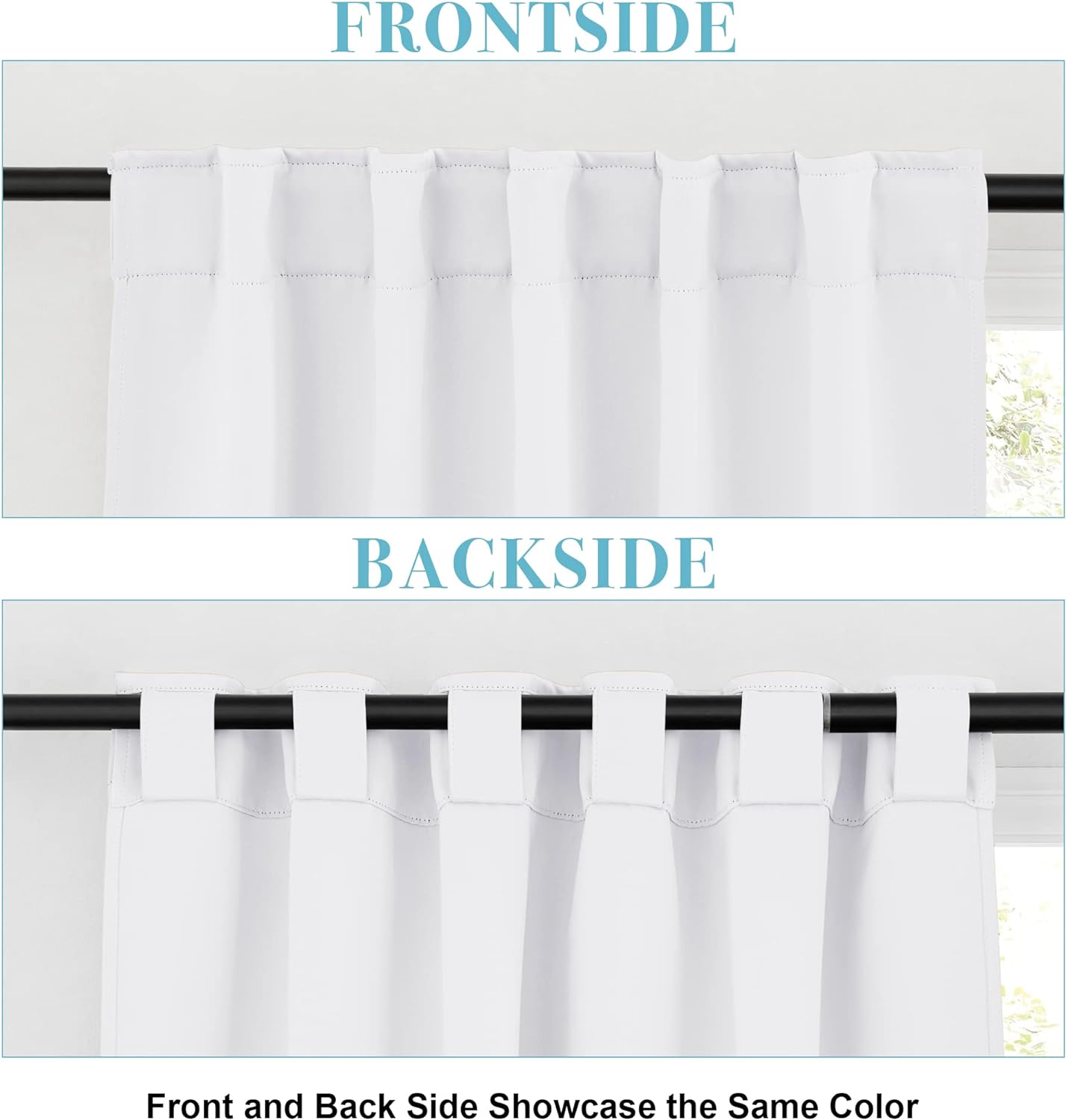 RYB HOME Half Blackout Curtains - Home Kitchen Door Window Treatment Drapes Back Tab Room Darkening Energy Saving for Kid's Room Hotel, 42 Wide x 54 Long, Pure White, 2 Pcs