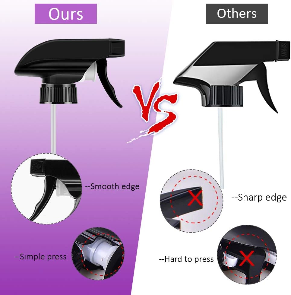 AMORIX 12PCS Trigger Sprayer White Spray Top Heavy Duty Replacement Nozzles for Plastic Bottles with Mist Spray & Stream Sprayer, Fits 28/400 Bottles + Tag Stickers