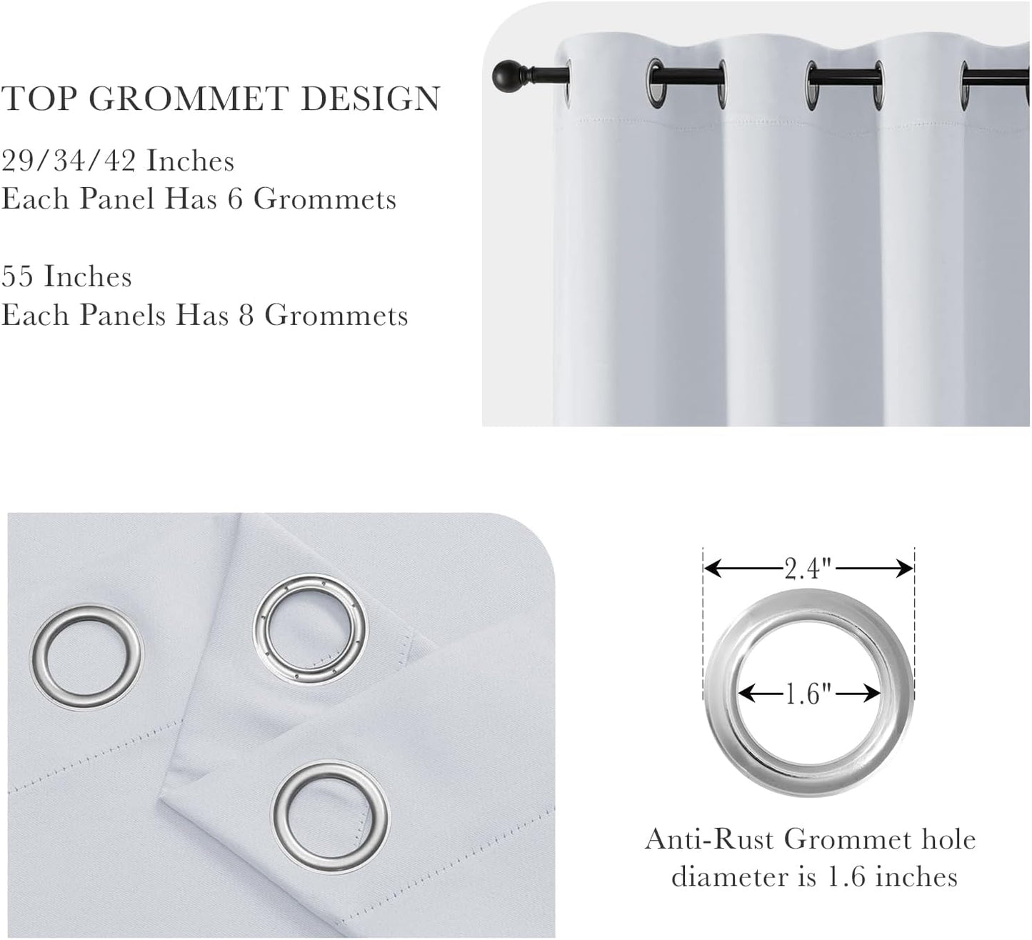 PONY DANCE Room Darkening Curtains for Bedroom - Solid Grommet Top Thermal Insulated Curtain Panels Window Treatments Home Decor Drapes for Kids' Room, W 55 x L 80 inch, Greyish White, 1 Pair