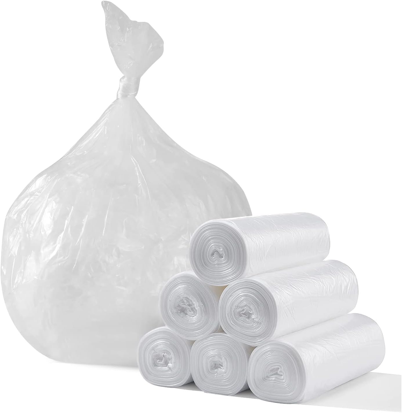 TYPLASTICS 45-48 Gallon Clear Trash Can Liners - 43" x 48" - High Density Garbage Bags - 200 Pack - Multipurpose for Office, Yard, Recycling, Industrial and Commercial