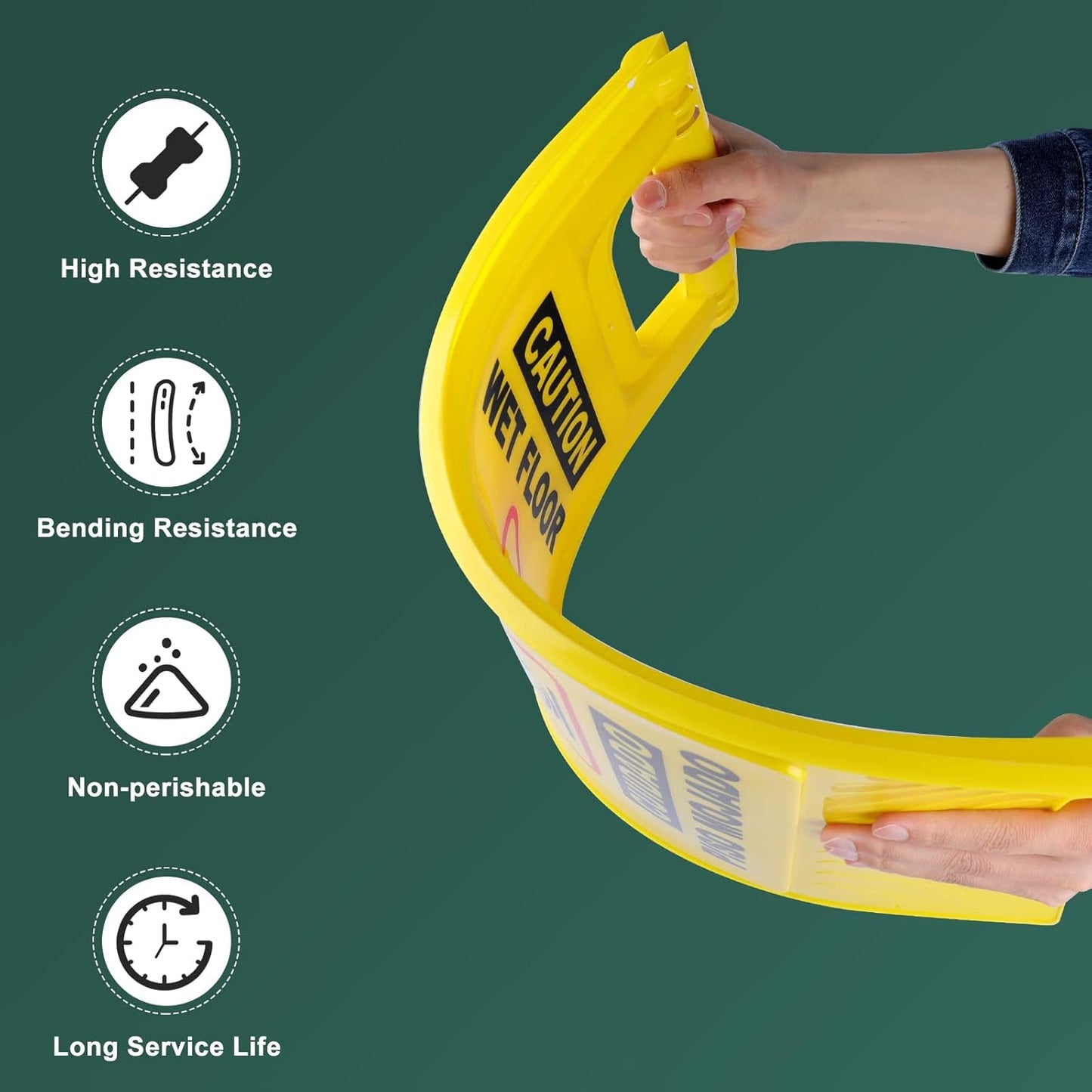 XPCARE 24 Inches Caution Wet Floor Sign,4PACK Yellow Bilingual Double-Sided Safety Warning Signs,A Frame Safety Wet Floor Signs Commercial