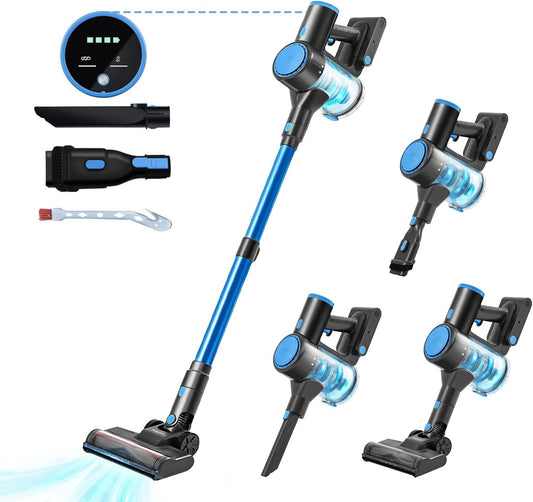Cordless Vacuum Cleaner with 35Kpa Suction, Battery Vacuum Cleaner with LED Headlight & Anti-Tangle Brush, 6in1 Lightweight Cordless Vacuum for Home, Pet Hair, Hard Floors, Carpet