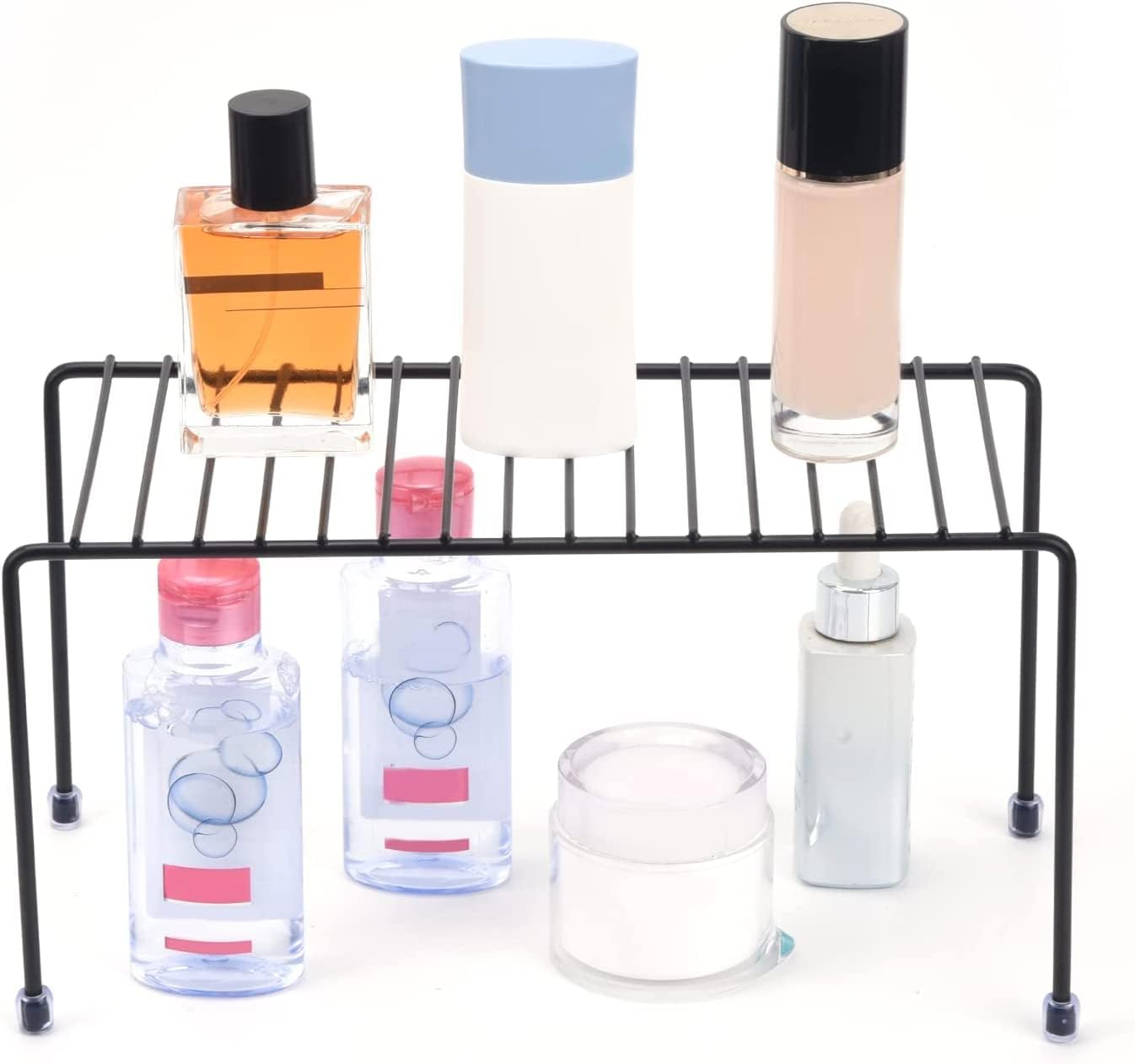 Kitchen Shelves, Cabinet Organization Mini Storage Shelf, Storage Rack Organizer for Kitchen, Fridge, Cabinet, Bathroom (Black 6)