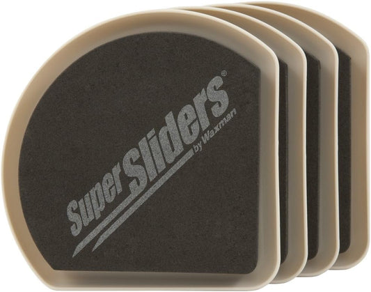 Super Sliders 5 Inch Square Corner Plastic Reusable Furniture Sliders for Carpeted Floors, Durable Foam Pad Surface for Secure Grip (4 Pack, Beige)