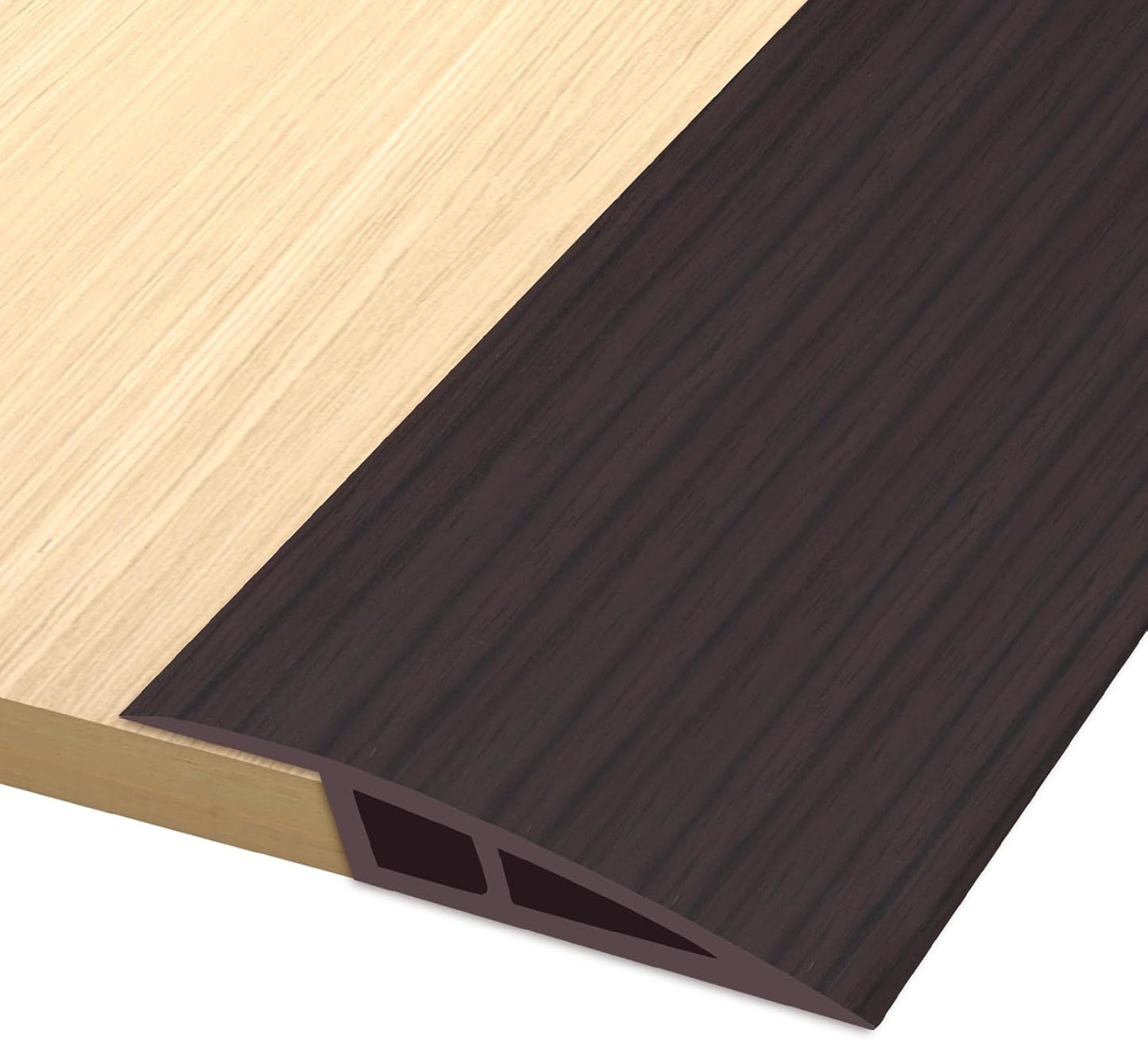 Vinyl Door Threshold Flooring Transition Strip Self Adhesive Carpet Edging Strip for Laminate Doorway Edge Threshold from 1/5" to 2/5" (Black Walnut Wood Grain, 10 Ft)