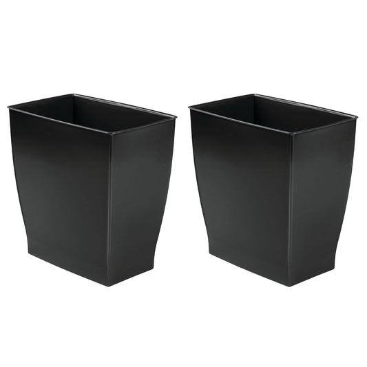 iDesign Small Rectangular Bathroom Trash Cans - Set of 2 - Black