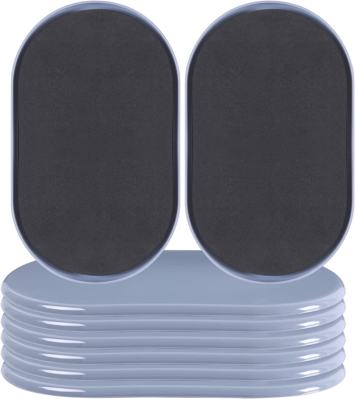 Reusable Large Furniture Movers Sliders for Carpet and Hardwood Floors-8 Pack 9-1/2" Oval Moving Pads Protector for Heavy Duty Sofa Bed Table Desk,Quickly and Easily Move Any Item, Light Blue