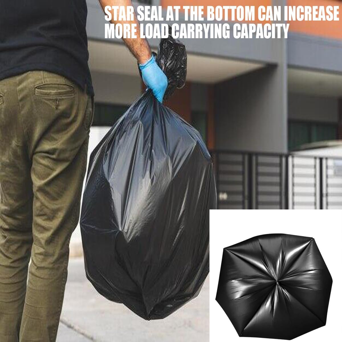 8-10 Gallon Trash Bags, 150 Count Black Garbage bags, Multi-purpose Trash Can Bin Liners for Bathroom, Office, Industrial, Commercial, Janitorial, Municipal, Recycling