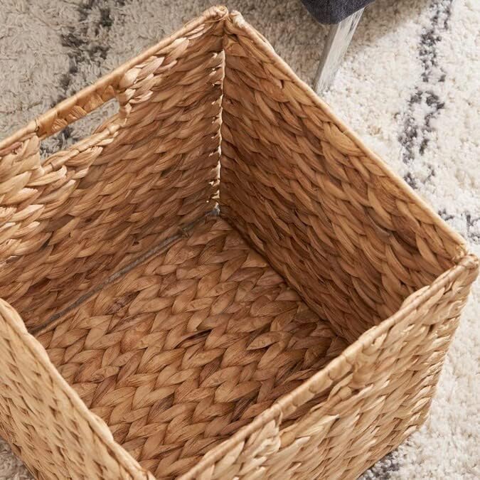 10.5 x 10.5 Storage Cubes – Water Hyacinth Wicker Baskets for Organizing, Wicker Storage Cubes, Storage Baskets for Shelves (4 Packs 10.5in)