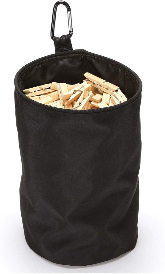 Clothespin Bag Hanging Clothesline Peg Organizer Storage Bags,Dust-proof (black)