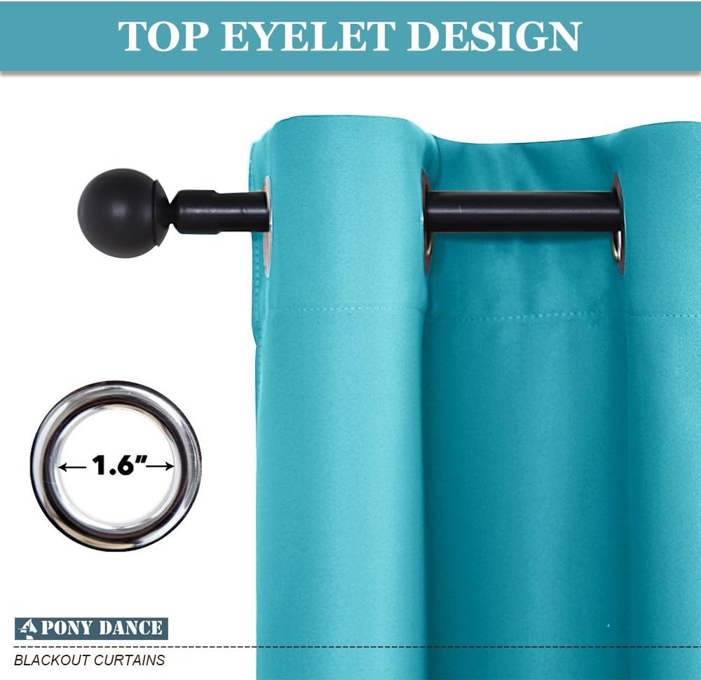 PONY DANCE Bathroom Window Valances - (34 by 36 inches, Blue Mist, 2 Panels) Room Darkening Tier Curtains Short Panels Drapes for Small Half Window Decoration in Kitchen