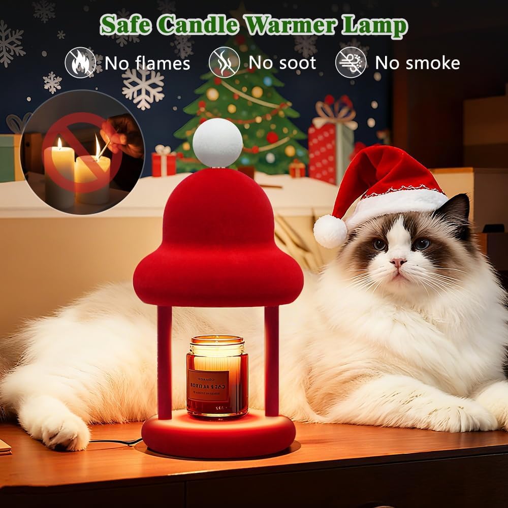 Fuzzy Candle Warmer Lamp with Timer, Dimmable Wax Warmer Lamp, Candle Melter Lamp for Jar Candles, Christmas Birthday Gifts for Mom Women