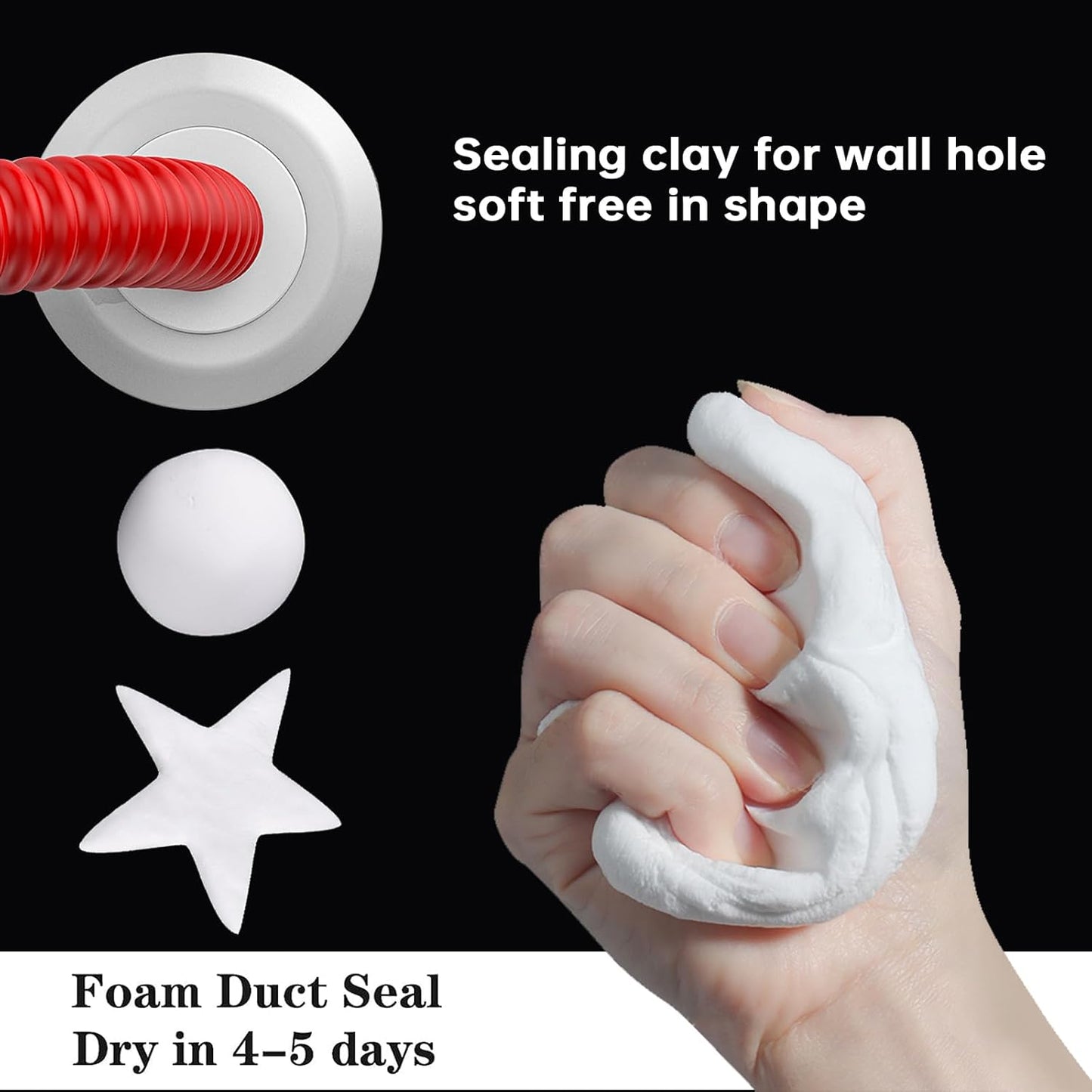 Pack of 4 White Seal Putty Waterproof Duct Seal Repair Sealing Clay, Quick Mending Mud for Drain Connection, Wall Hole, Air Conditioning Hole