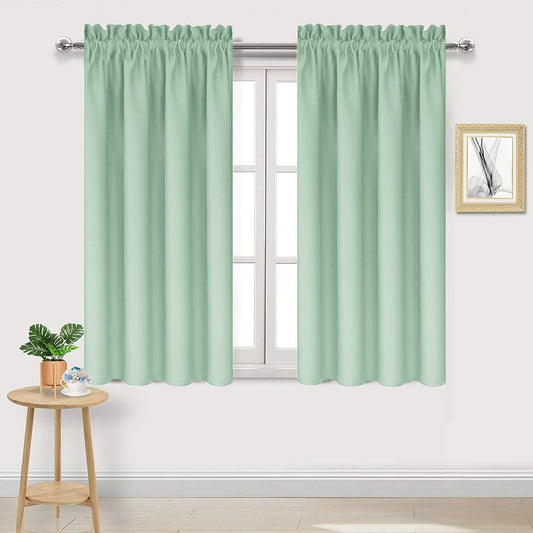 DWCN Blackout Curtains Room Darkening Thermal Insulated Bedroom Curtains Window Curtain Panels, 42 x 54 inches Long, Set of 2 Light Green Rod Pocket Drapes
