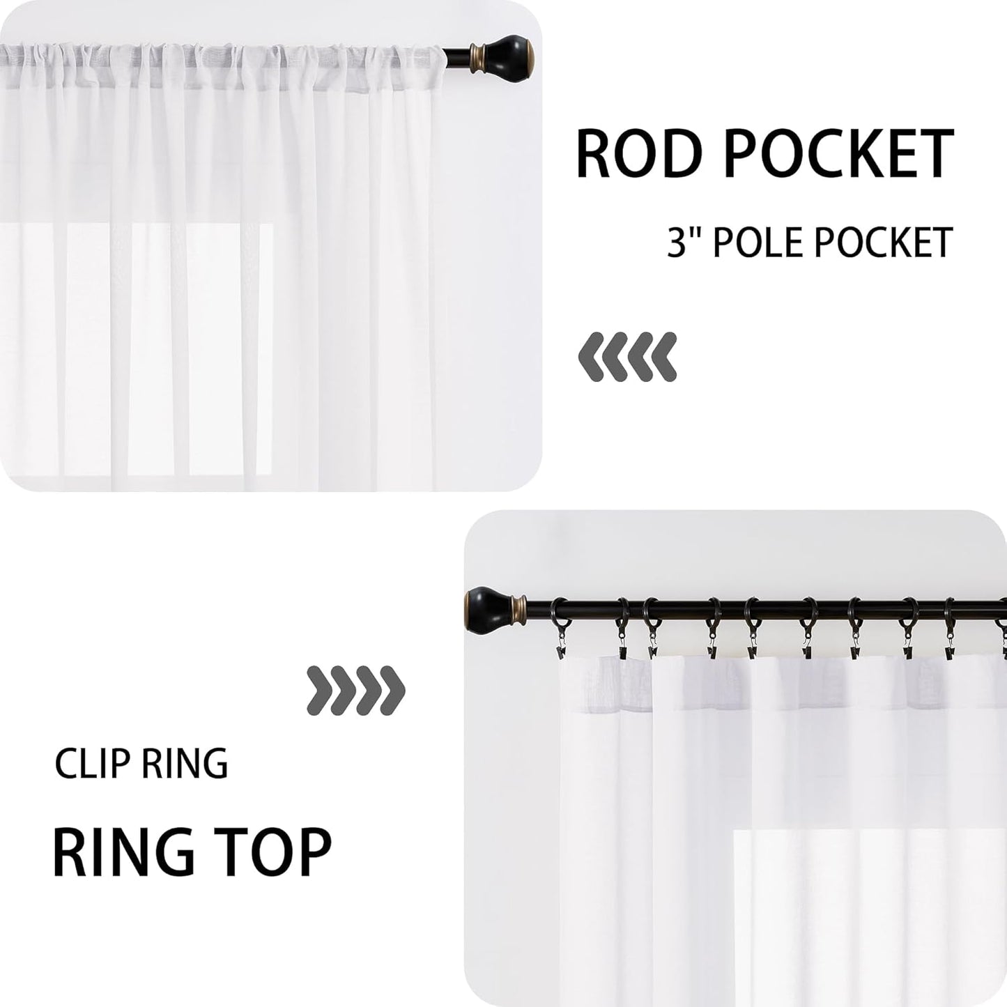Tollpiz Sheer Door Curtains Closet Linen Textured Curtain Sheers Doorway Light Filtering Voile French Door Rod Pocket Curtains Patio Glass Door, 54 x 63 inches Long, White, Set of 1 Panel