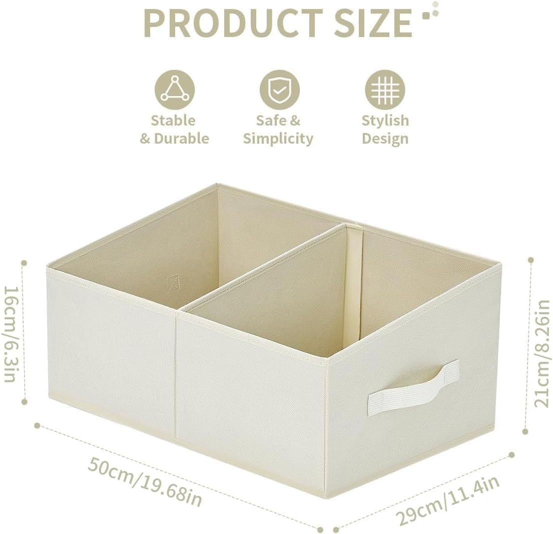 DIMJ Trapezoid Storage Bins for clothes - 4 Packs Closet Organizers and Storage Baskets, Foldable Closet Baskets with Handles and Divider, Closet Storage Bin Toybox for Shelves Living Room Bedroom