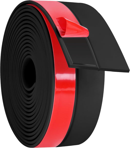 ToLanbbt Weather Stripping Silicone Door Seal Strip 2 in x 10 ft Door Draft Stopper Self Adhesive Door Draft Tape, Side & Bottom Gaps Insulation Strip for Glass Shower Door Sliding Door Window, Black