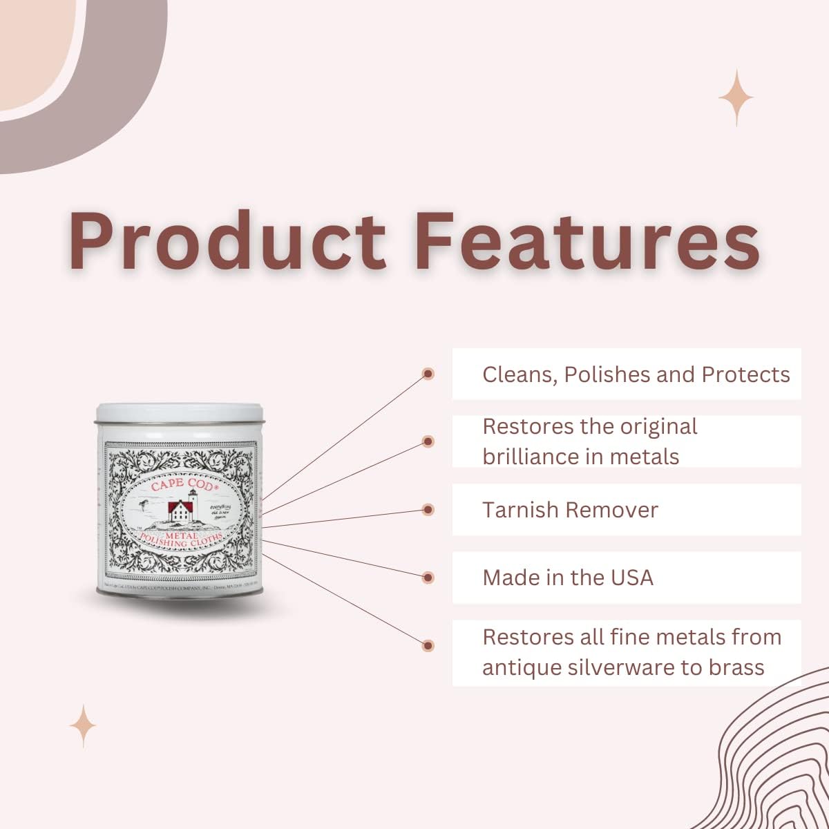 Cape Cod Polishing Metal Tin Bundle for Fine Metals | (12) 4X6 Polishing Cloths | (1) 12x12 Buffing Cloth | (1) Pair of Nitrile Gloves