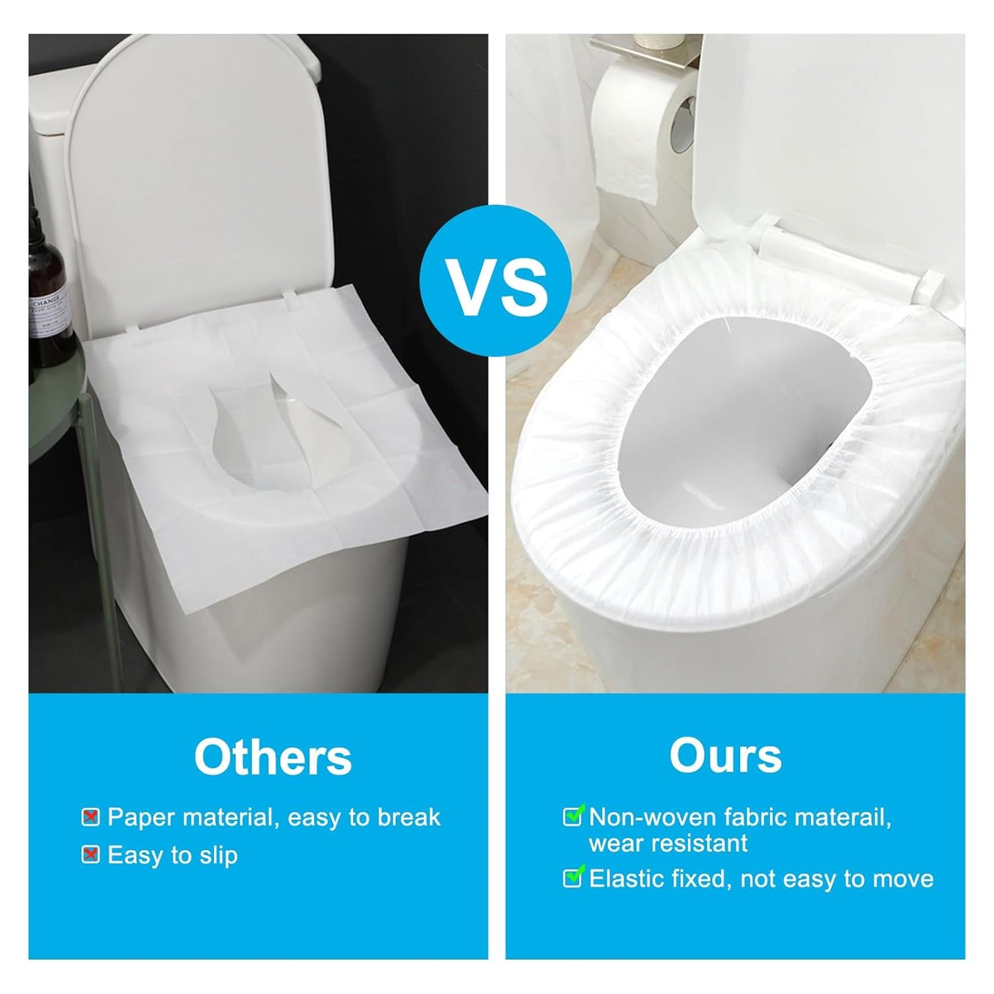 100 Pack Disposable Toilet Seat Cover Waterproof Non-Woven Fabric, Disposable Toilet Seat Covers for Travel, Disposable Seat Covers for Outing Hotel Hospital Public Toilet (Individual Package