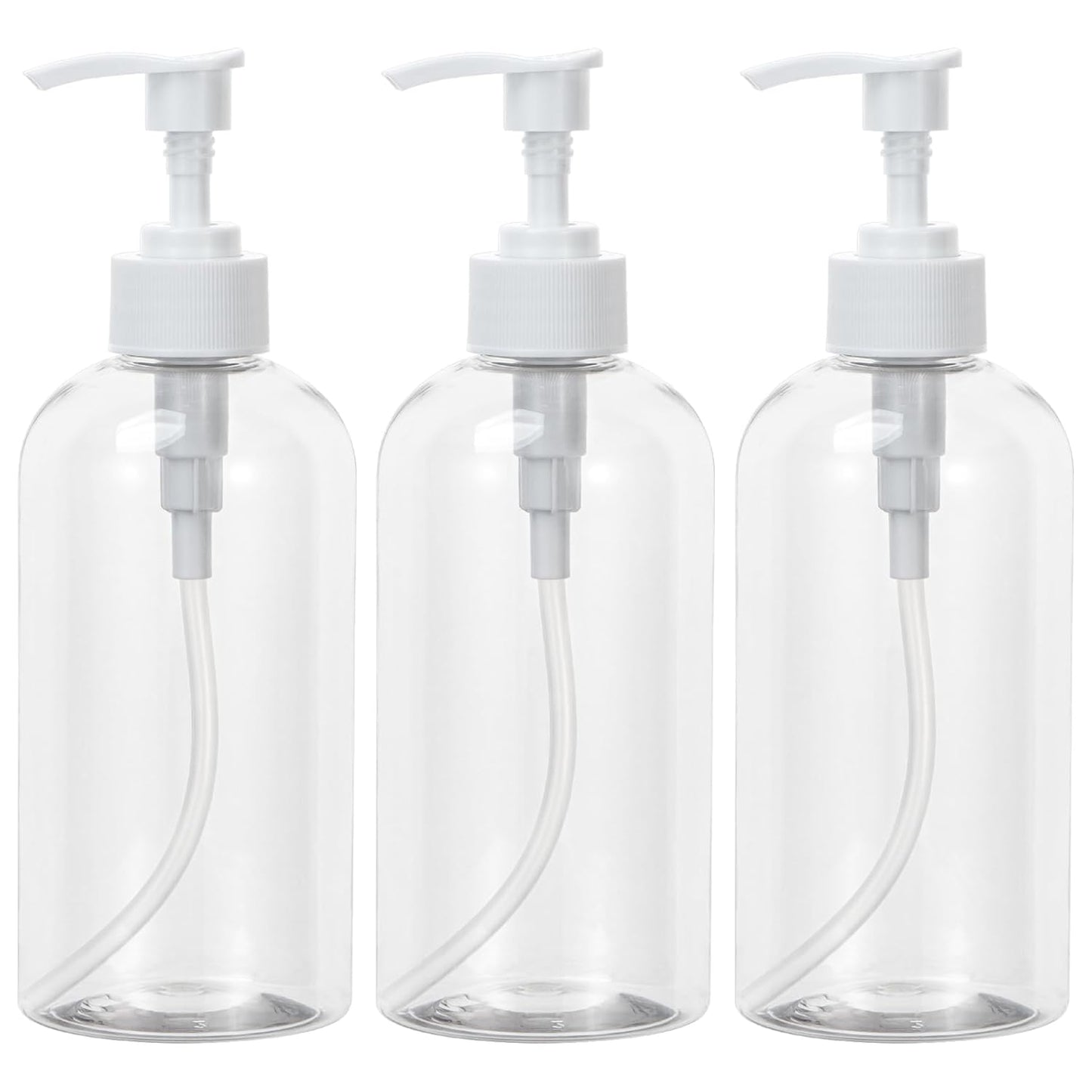 Yebeauty Plastic Pump Bottle, 3 Pack 13.5oz/400ml Stylish Shampoo Bottles Refillable Hand Soap Dish Soap Dispenser with Press for Massage Oil, Liquid Hand, Clear