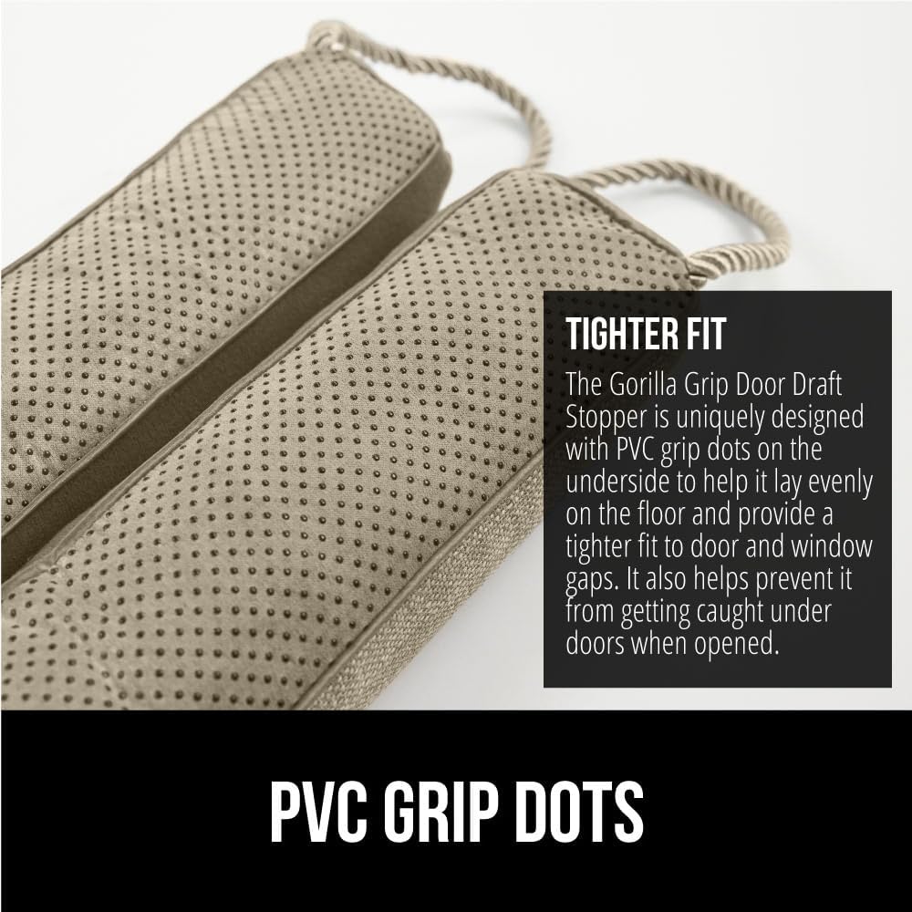 GORILLA GRIP Door Draft Stopper for Bottom of Doors, Weather Stripping Seal Blocks Hot Air, Noise, Bugs, Keeps Cold AC in, Sound Proofing Easy Install Gap Filler, Home Essentials, 38 Inch, Beige