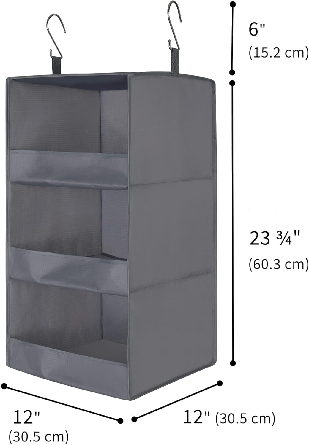GRANNY SAYS 3-Shelf Hanging Closet Organizer and Storage, Collapsible Hanging Closet Shelves, Hanging Organizer for Closet & RV, Gray, 29 ½" H X 12" W X 12" D, 1-Pack