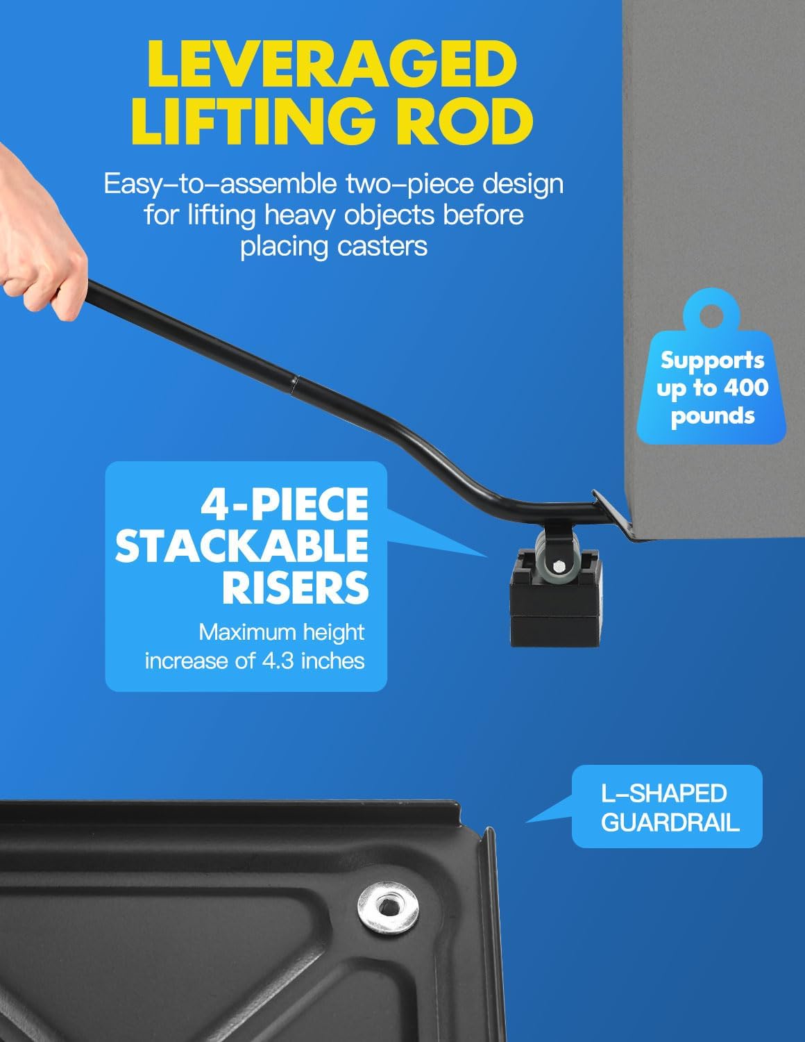 1200 lb Capacity - Heavy Duty Furniture Movers with Wheels and Moving Dolly, Includes Furniture Lifter Jacks Tool Set, Gliders, Sliders, 5 Rollers Casters Cart. Easily Move Furniture, Piano, Equipment