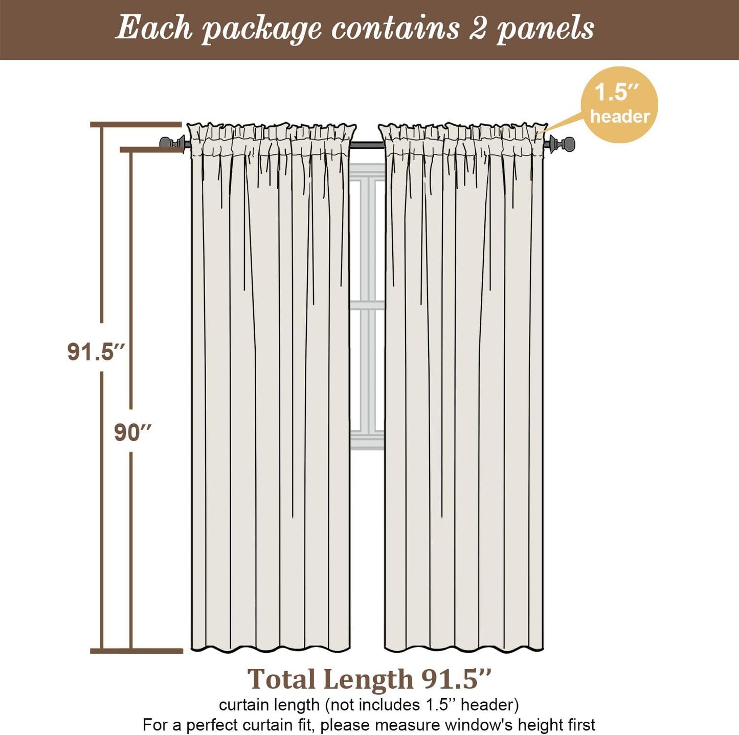 Chyhomenyc Ivory Sheer Curtains 90 Inches Long 2 Panels, Light Filtering Ivory Curtains for Living Room, Soft Gentle Voile Rod Pocket Bedroom Window Drapes, 59Wx90L Inch, 2PCS