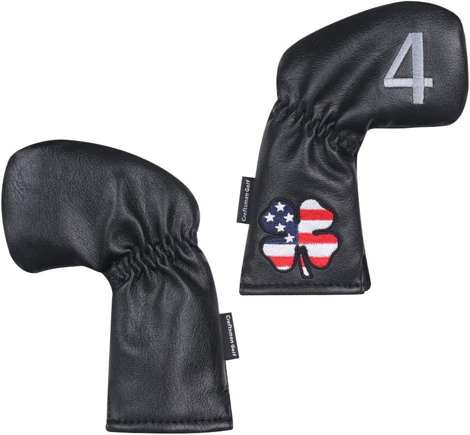 CRAFTSMAN GOLF 11pcs /Set USA US Flag Clover Leather Left Right Black White Green Dark Blue Iron Covers Headcover Also Available for Custom Version with Your Name