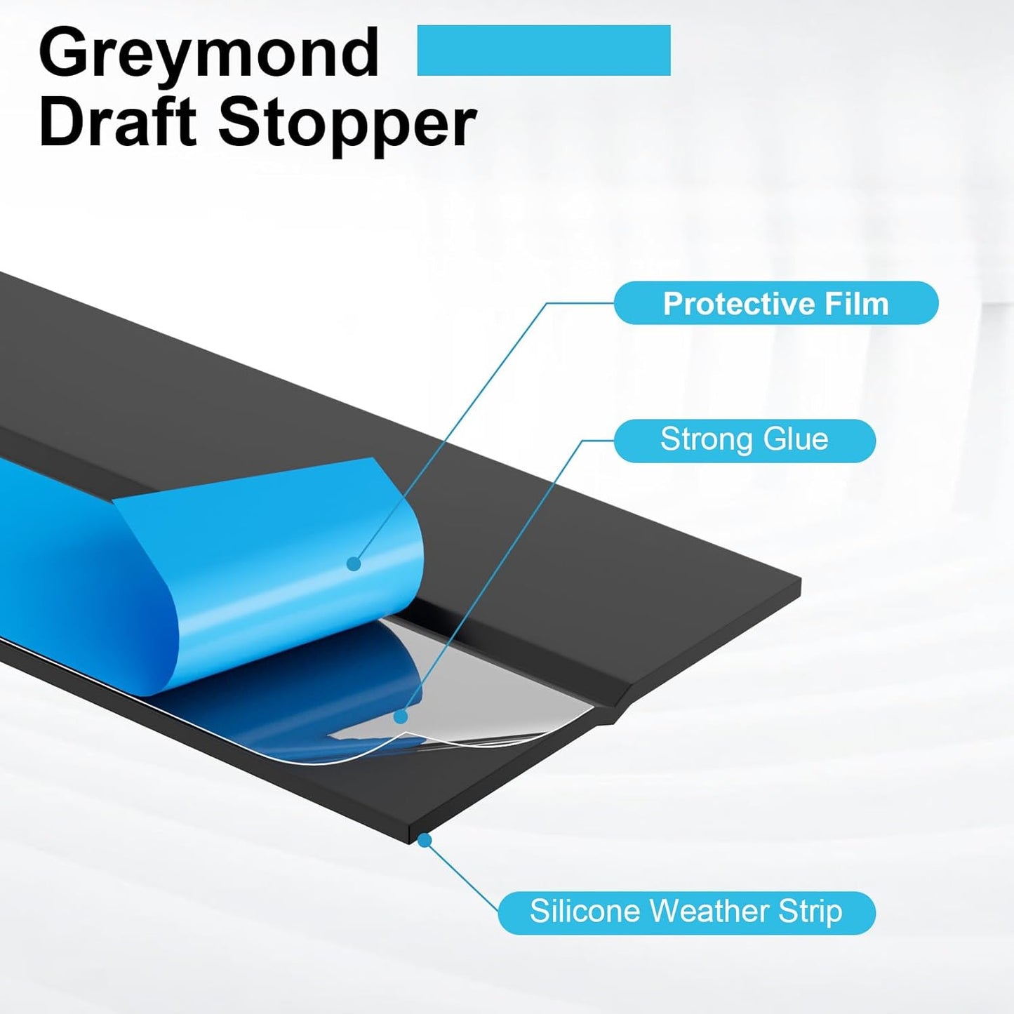 Weather Stripping Door Seal, Silicone Strip for Frame and Gaps Draft Stopper,Glass Shower Door Sweep, Black, 20 Feet x 3 Inch