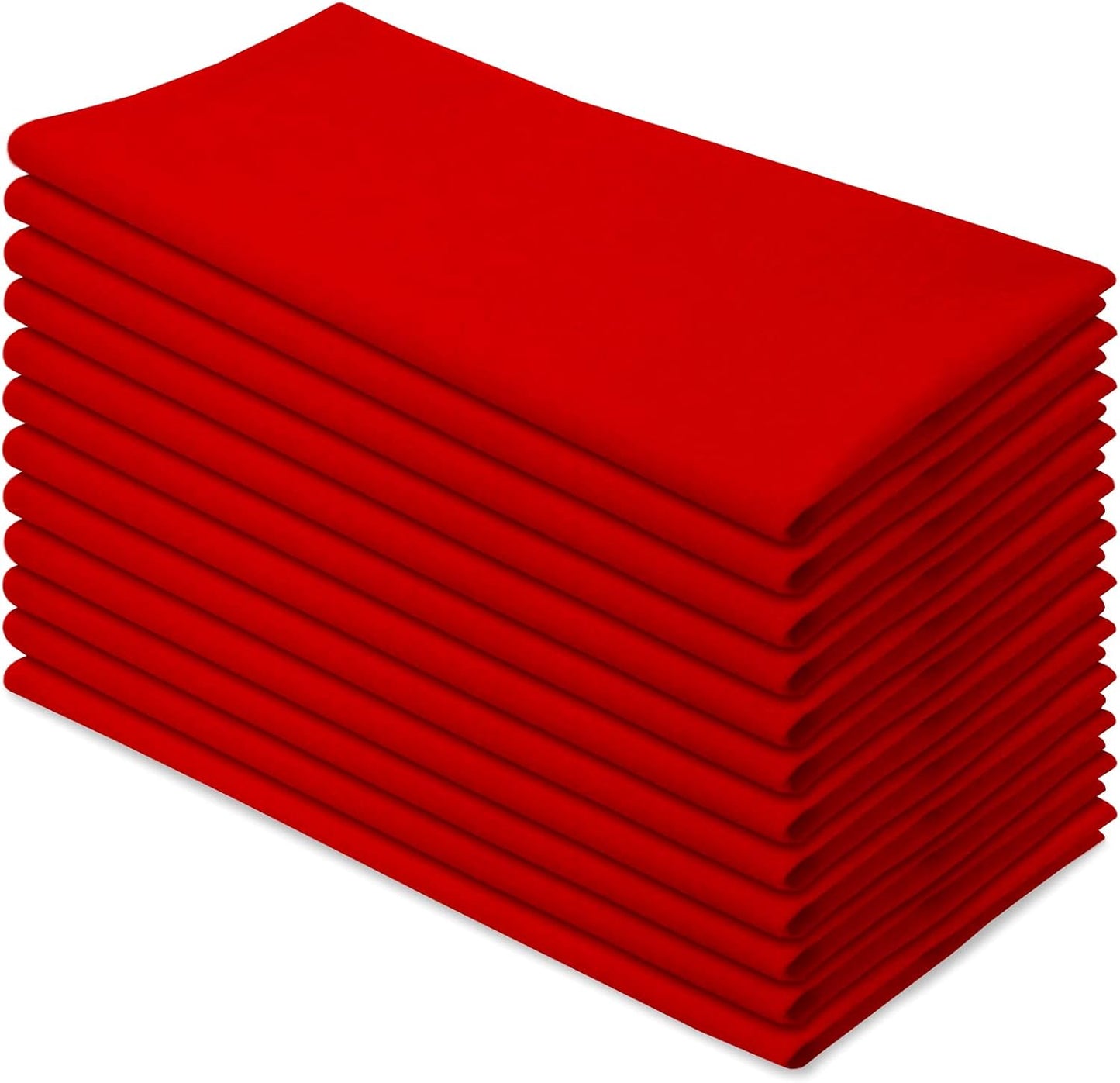 Aunti Em's Kitchen Flour Sack Dish Towels - Natural Cotton for Embroidery and Drying Glass, Hand, Dinnerware - Plain, Thick, Zero-Lint, Highly Absorbent - Set of 12, 27 x 27 Inch, Red