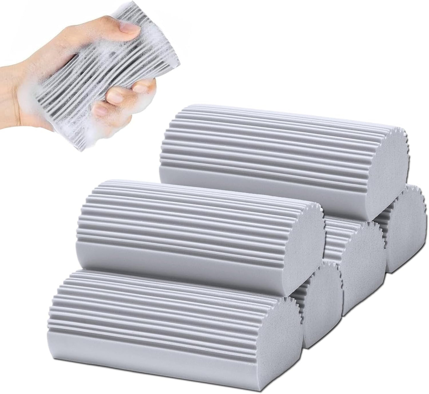 18-Pack Damp Clean Duster Sponge,Magic Sponge Eraser for Housekeeping,Reusable Cleaning Sponge for Blinds,Vents,Mirrors,Glass, Baseboards,Window Track Grooves and Railings (Grey)