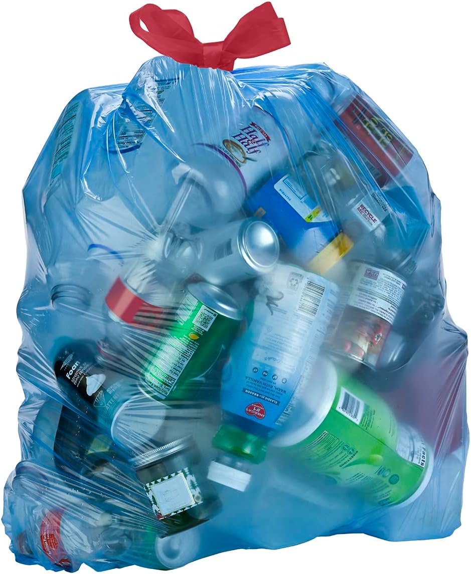 Amazon Basics Blue Recycling Trash Bags, Unscented, 13 Gallon, 60 count (Pack of 2)