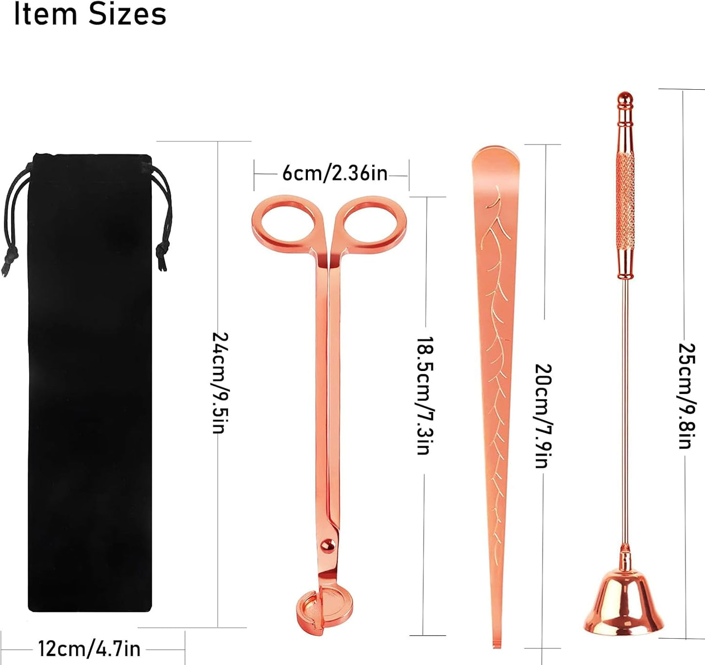 4 in 1 Elegant Candle Accessory Set, Rechargeable Lighter, Candle Wick Trimmer Cutter, Candle Snuffer & Candle Wick Dipper Candle Care Kit for Candle Aromatherapy Lover (Rose Golden)