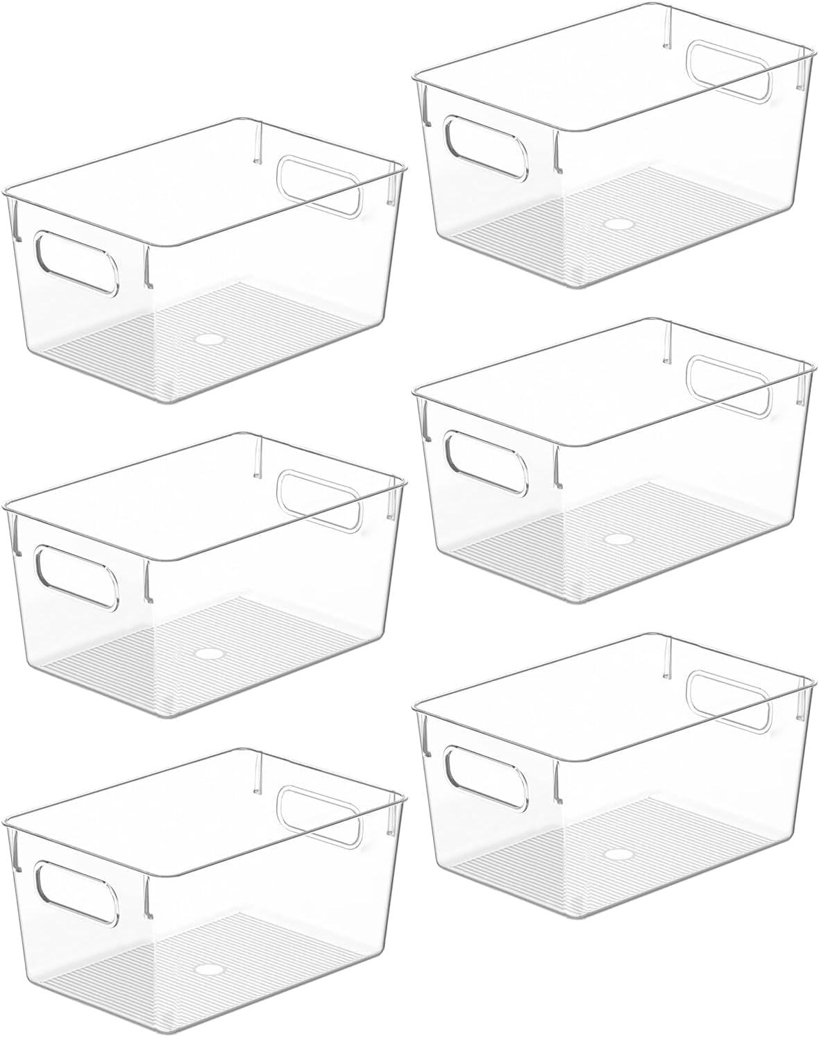 Clear Plastic Storage Bins, Pantry Organizers and Storage Containers Fridge Organizer Bins for Organizing Kitchen Cabinet Organizer Bin Bathroom Freezer Refrigerator Organization