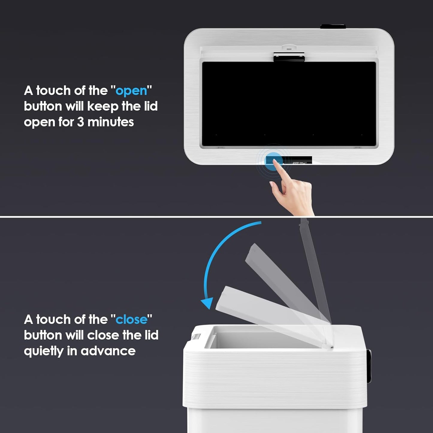 TLSUNNY 21.1 Gallon Motion Sensor Trash Can,Touchless Automatic Garbage Can,Brushed Stainless Steel Smart Bin,with Bag Holder,Soft Close Lid,for Kitchen,Office,RV,Bedroom,Living Room (White, 80L)