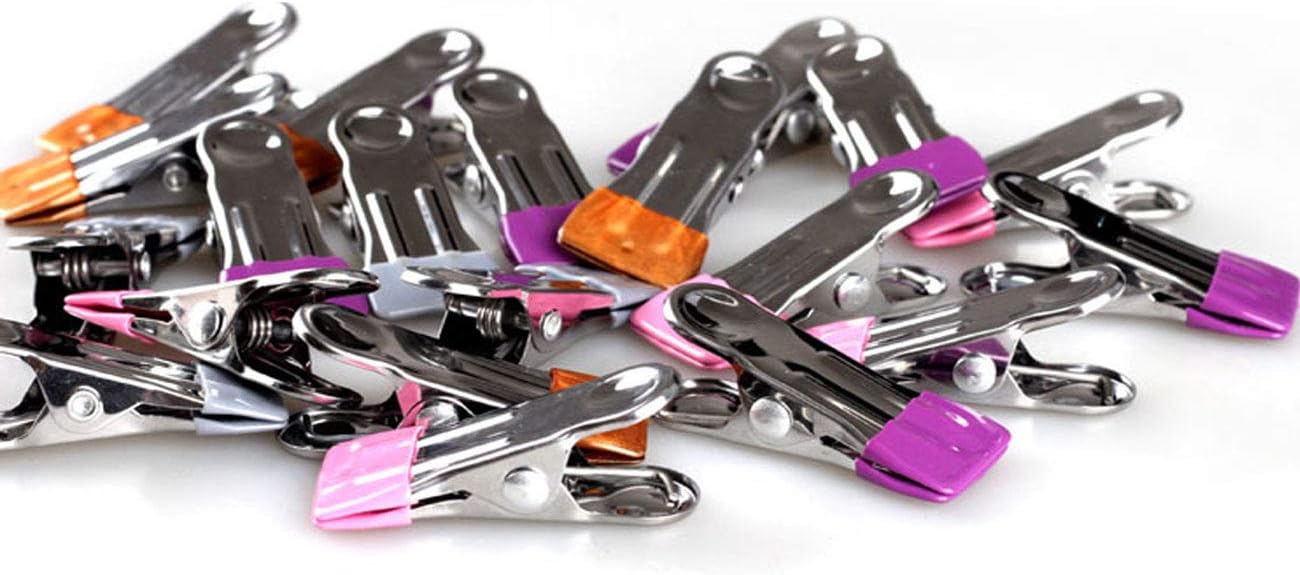 Stainless Steel Clothes Pins: 30 Packs Metal Beach Towel Clips, Pool Cover Clips,Heavy Duty Close Pins ，Hanging Towel Clamp Cloth Clips，Beach Chair Towel Clip