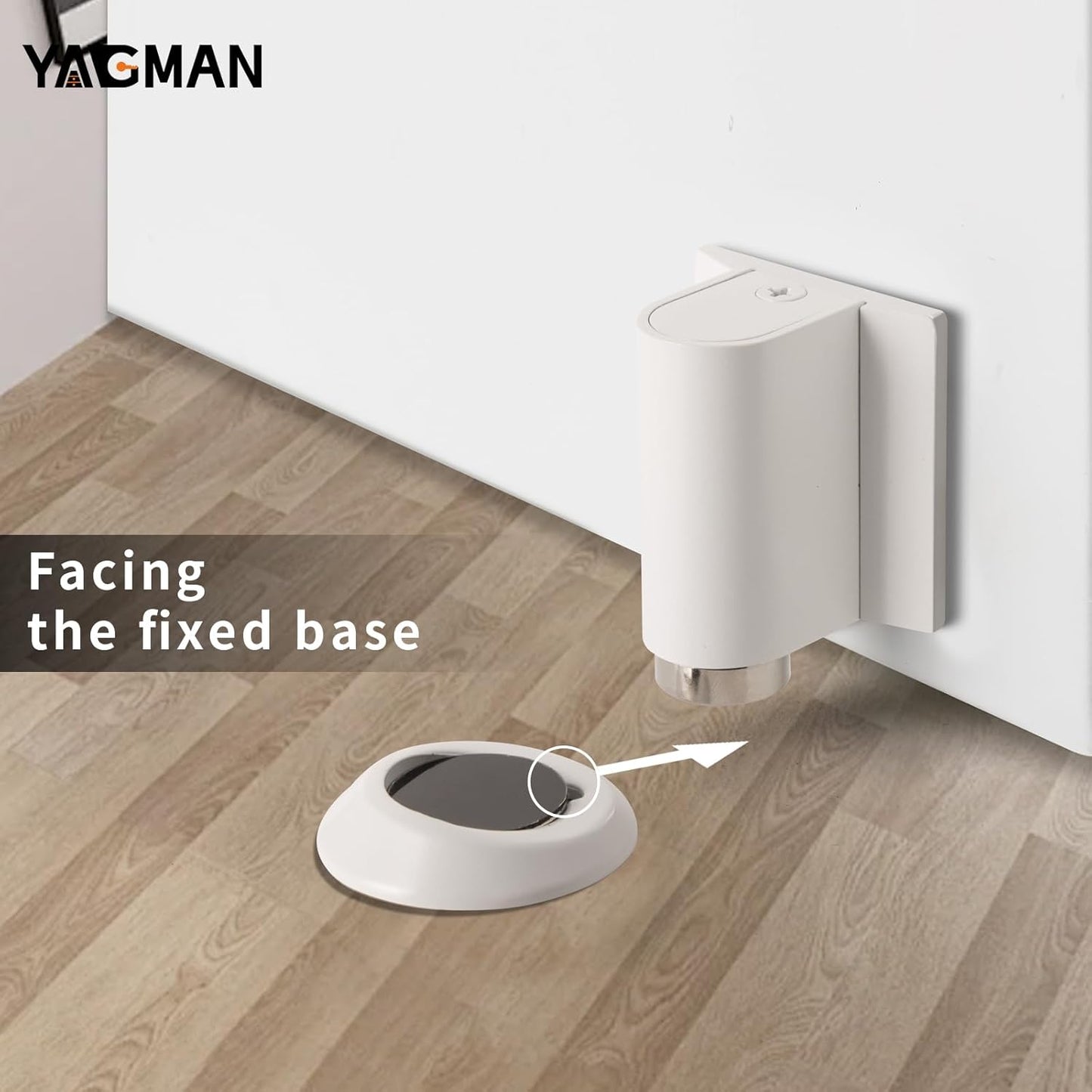 2 Pack Magnetic Door Stoppers Retractable Bottom of Door Holder No Drilling Mount Floor Door Stop with Screws and Adhesive Catch Door Keep Door Open White WT-2