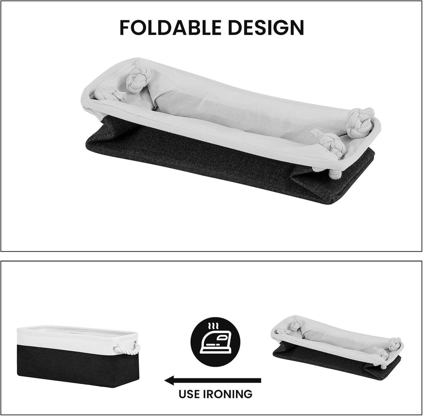 DULLEMELO Toilet Paper Storage Basket, Toilet Paper Basket for Back of Toilet, Bathroom Storage Basket for Cosmetics Towels Toilet Paper, Toilet Tank Basket with Rope Handles for Toilet(White&Black)