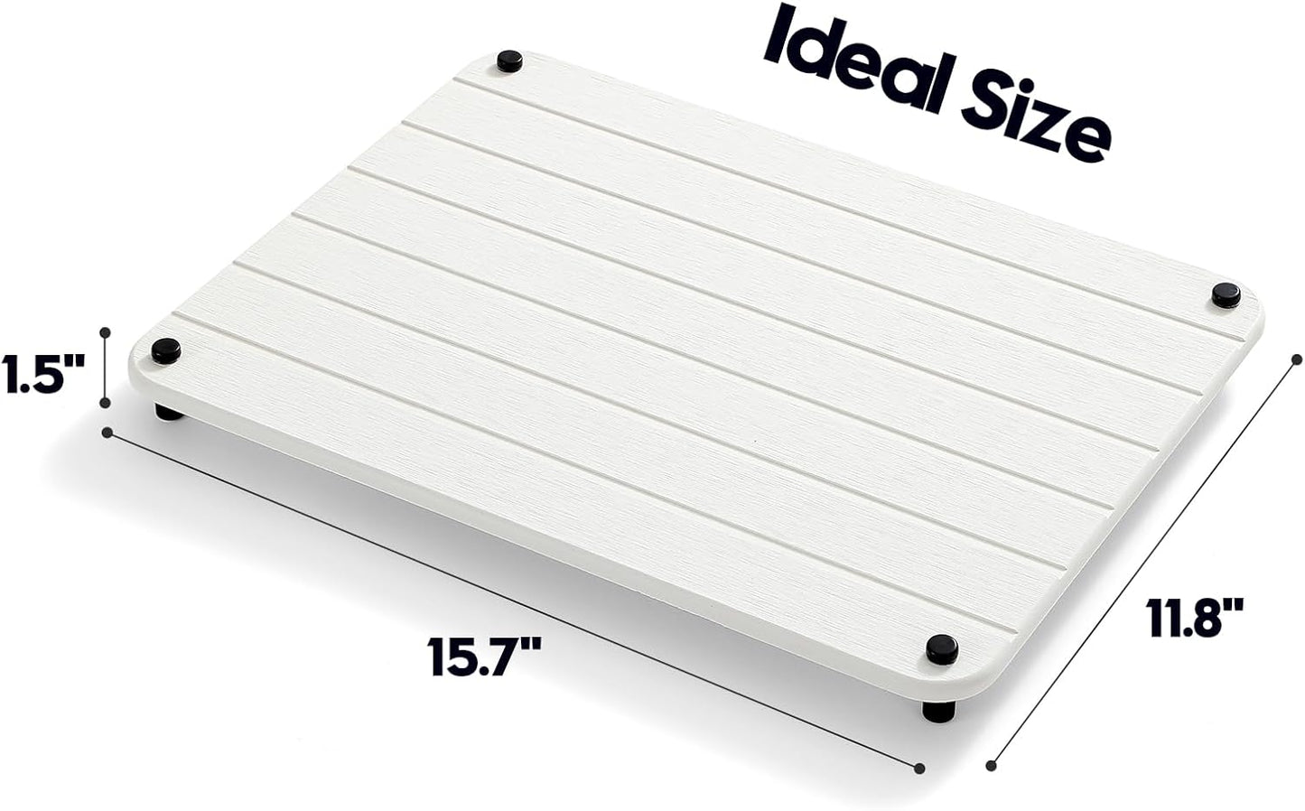 Stone Dish Drying Mat for Kitchen Counter, Water Absorbing Bathroom Tray Sink Organizer, Diatomaceous Earth Countertop Dish Rack Riser Sponge Holder Soap Dish, White, 16" x 12"