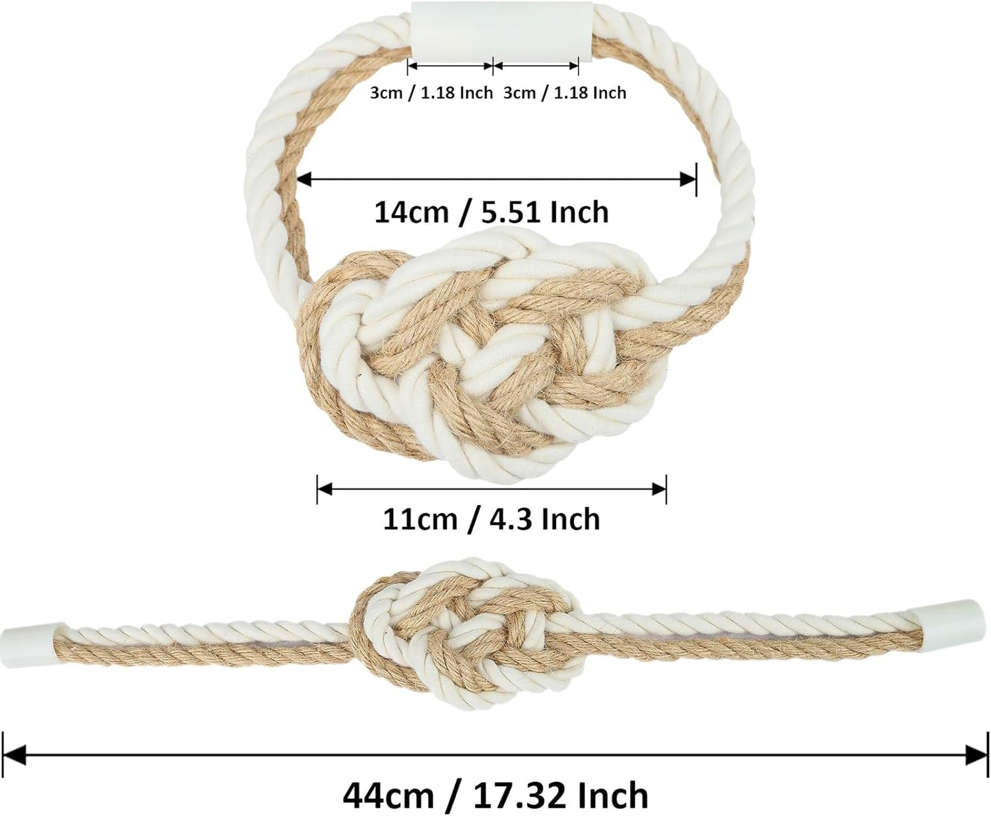 4 Pack Natural Jute Magnetic Curtain Tiebacks, Boho Rustic Style Decorative Curtain Ties Backs for Home & Office Drapery