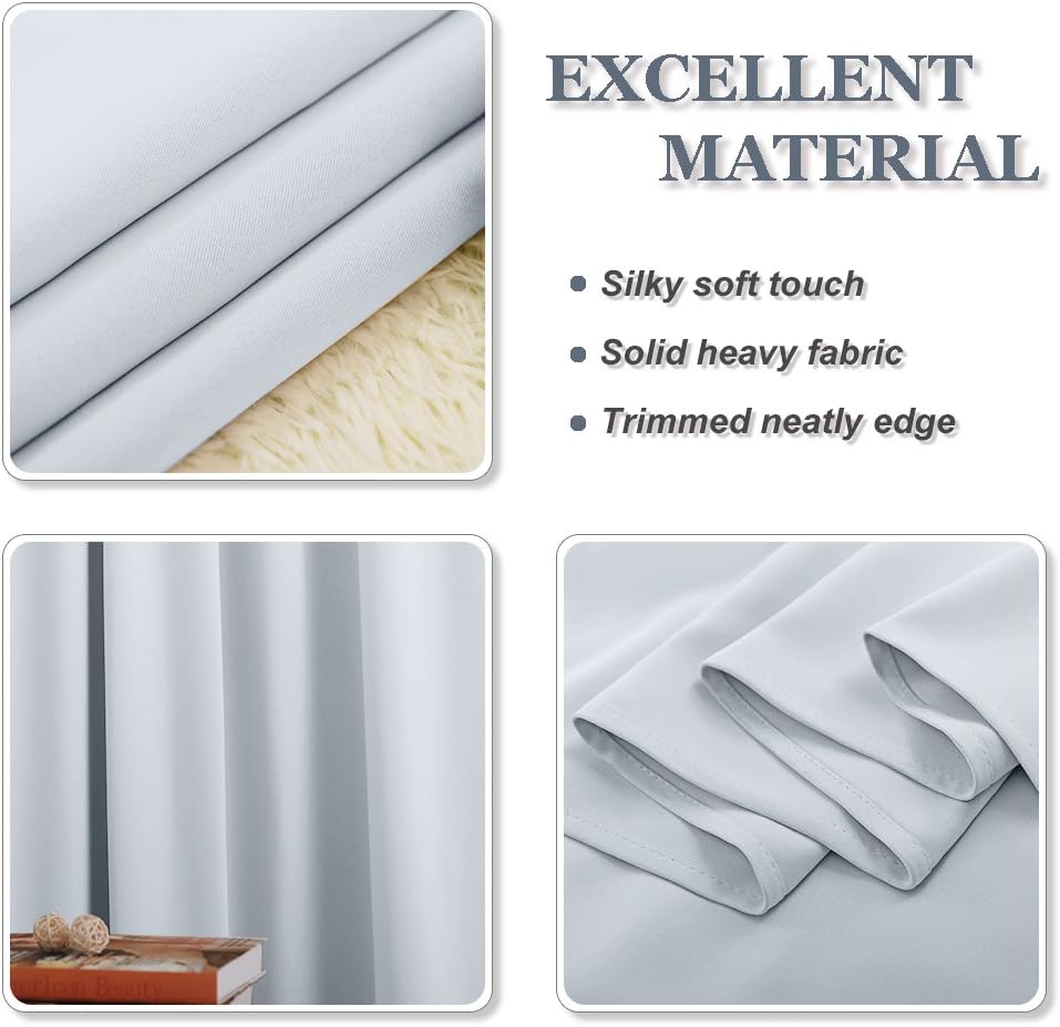 PONY DANCE White Window Curtains - Home Decor Panels Elegant Chrome Heavy-Duty Decorative Light Blocking Draperie for Kitchen & Bedroom, 42 by 54 inches, 2 PCs