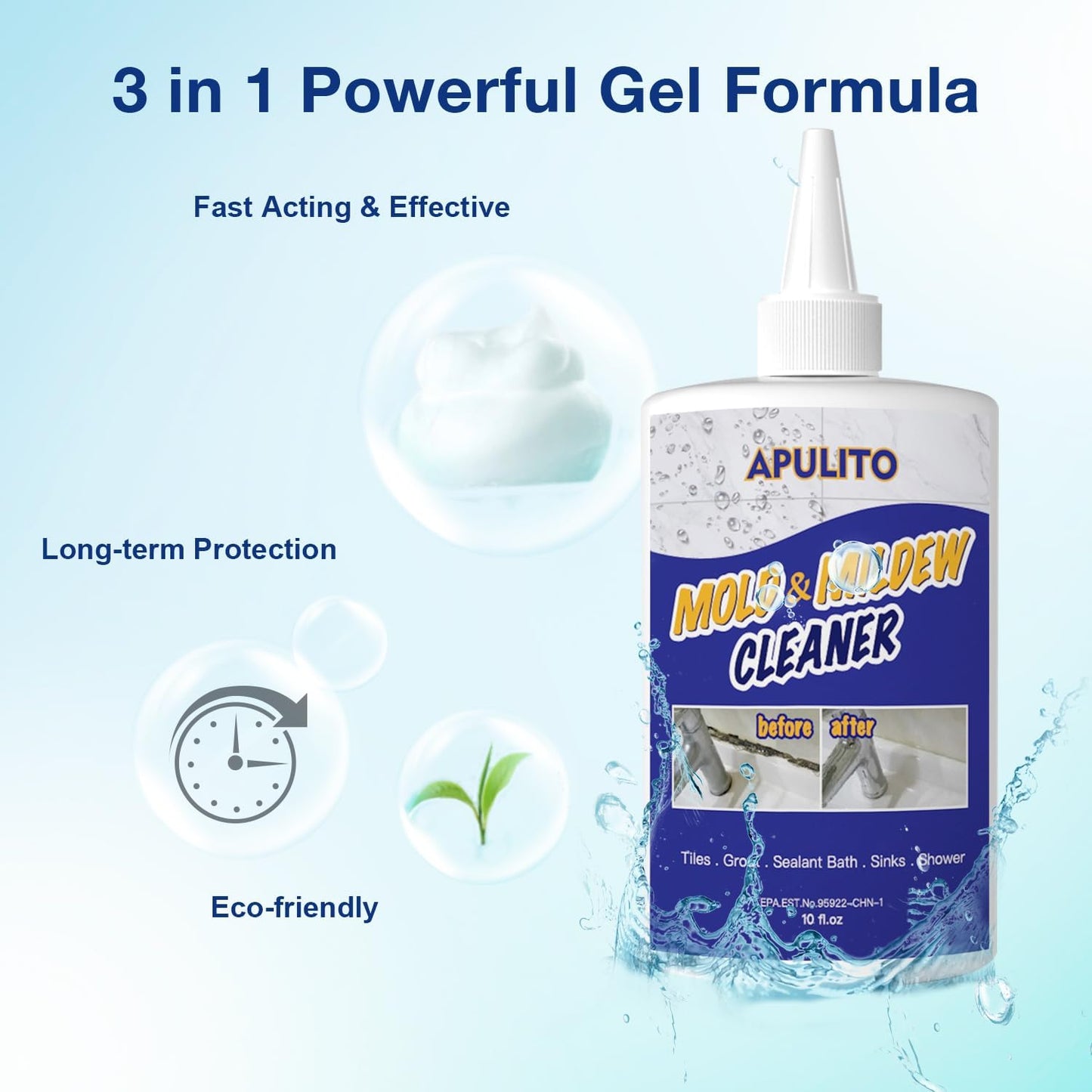APULITO Household Gel Effective for Bathroom Shower Tile Grout Sink Cleaning