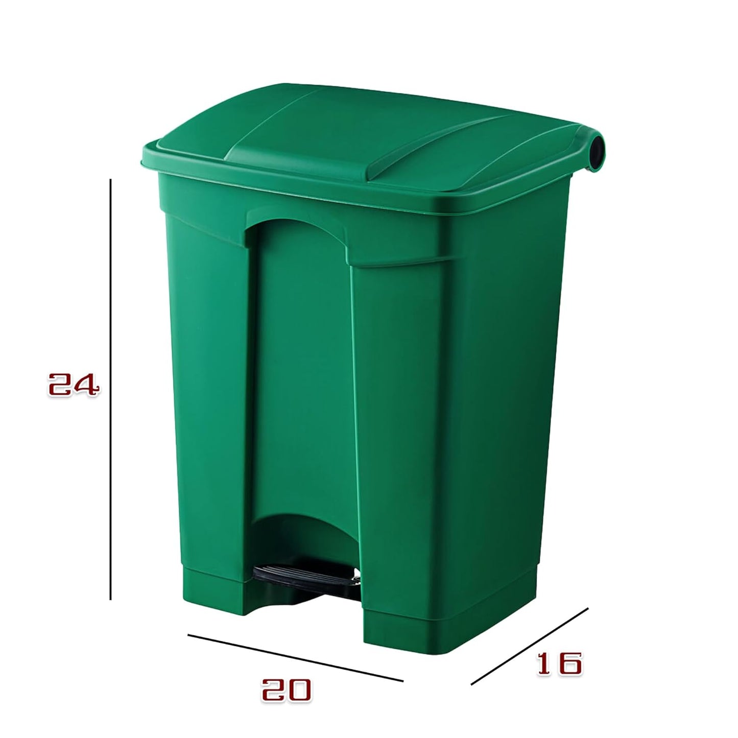 PRO&Family Step-On Trash Can with Lid, Plastic Waste Bin, Foot Pedal Operation (Green, 18 Gallon)