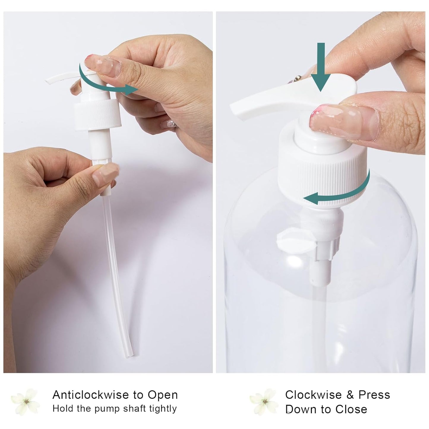 Yebeauty Plastic Pump Bottle, 4 Pack 17oz/500ml Stylish Shampoo Bottles Refillable Hand Soap Dish Soap Dispenser with Press for Massage Oil, Liquid Hand, Clear