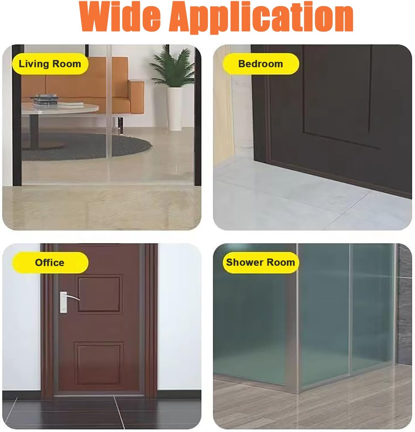 Upgraded 49.2FT Silicone Weather Stripping Door Seal, No Residue Glass Shower Door Seal Strip Under Door Draft Stopper Silicone Sealing Tape for Doors Windows Shower Glass Gap,Transparent,35MM