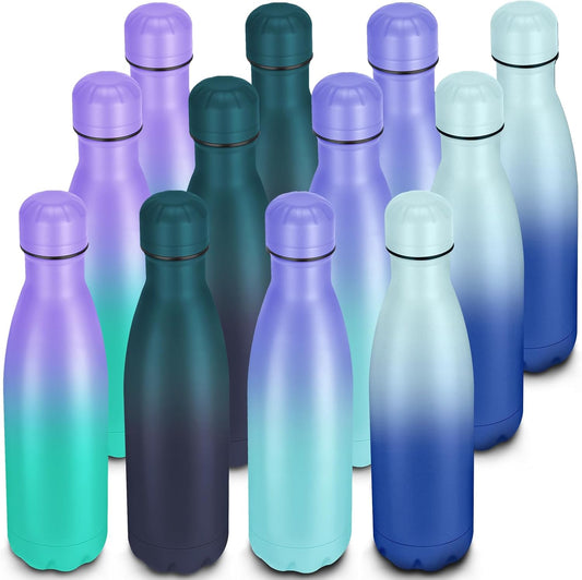 17oz Cola-Bottle Shaped Stainless Steel Leak-proof Water Bottle,Double Wall Vacuum Insulated Metal,Travel Mug For Sports Indoors & Outdoors,BPA-Free School Kids Flasks,Mix(12 Pack)