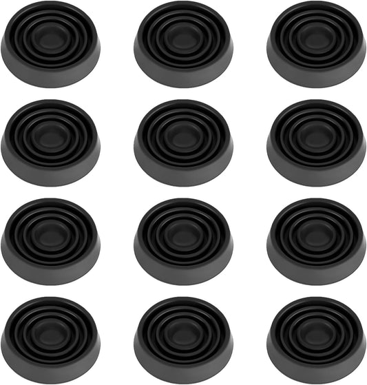 Furniture Coasters, 1.5X1.5 Rubber Caster Cups Non Slip Furniture Pads Non Skid Furnitures Grippers Anti Slide Floor Protector for Bed Couch Table Chair Stoppers (Black, 12 Pack)