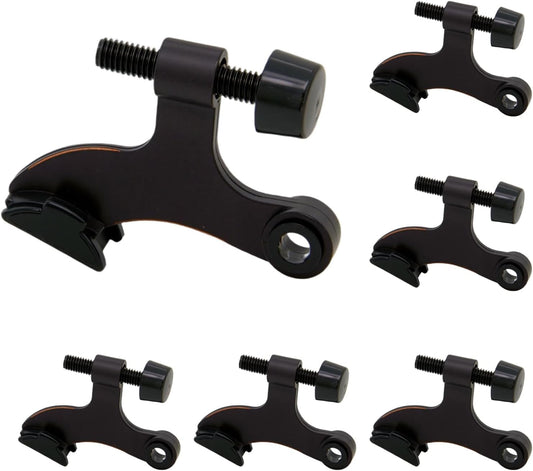 6 Pack Hinge Pin Oil Rubbed Bronze Door Stopper, Adjustable Heavy Duty Hinge Pin Door Stop with Oil Rubbed Bronze Rubber Bumper Tips
